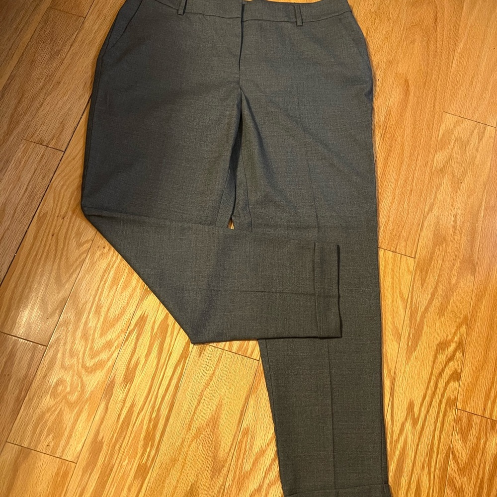 Eileen Fisher Straight Leg Trousers Stretch Wool Cuffed -Gray 12